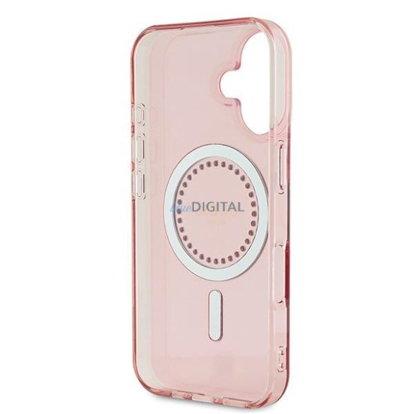 Guess GUHMP16MPFTDTEP IML Rhinestones MagSafe keménytok iPhone 16 Plus - rózsaszín