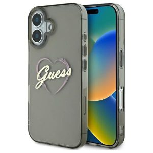 Guess GUHCP16SHCHGSPK IML Heart keménytok iPhone 16 - fekete