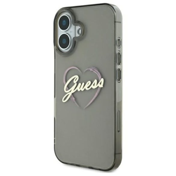 Guess GUHCP16SHCHGSPK IML Heart keménytok iPhone 16 - fekete