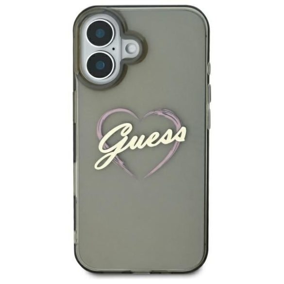 Guess GUHCP16SHCHGSPK IML Heart keménytok iPhone 16 - fekete