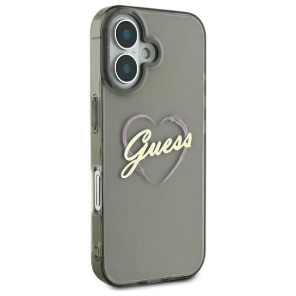 Guess GUHCP16SHCHGSPK IML Heart keménytok iPhone 16 - fekete