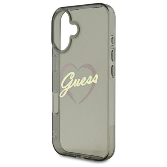 Guess GUHCP16SHCHGSPK IML Heart keménytok iPhone 16 - fekete