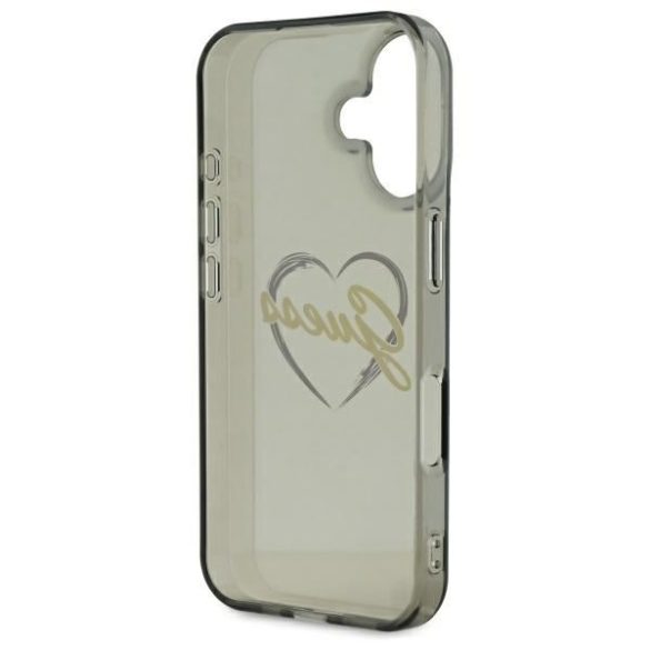 Guess GUHCP16SHCHGSPK IML Heart keménytok iPhone 16 - fekete