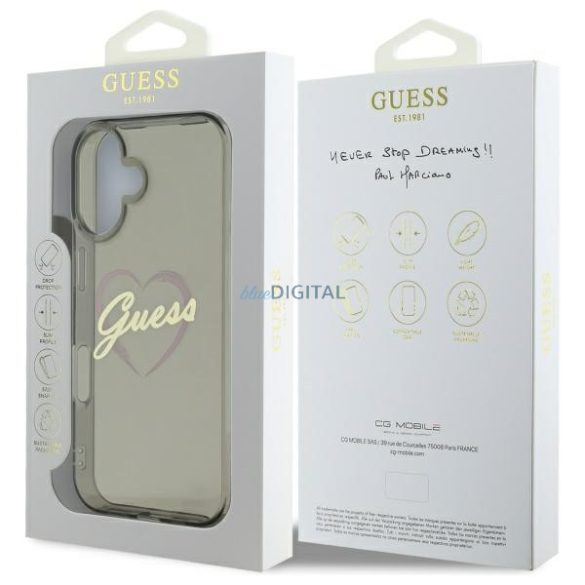 Guess GUHCP16MHCHGSPK IML Heart keménytok iPhone 16 Plus - fekete