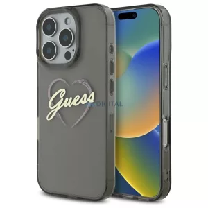 Guess GUHCP16XHCHGSPK IML Heart keménytok iPhone 16 Pro Max - fekete