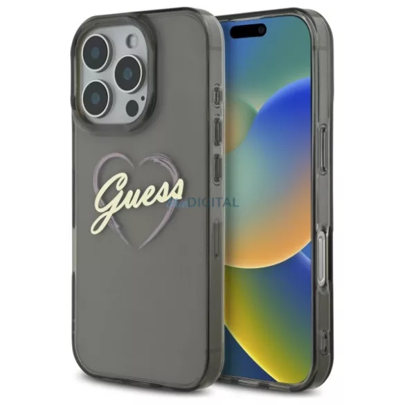 Guess GUHCP16XHCHGSPK IML Heart keménytok iPhone 16 Pro Max - fekete