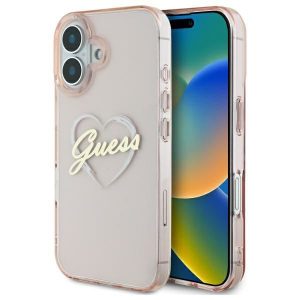 Guess GUHCP16SHCHGSPP IML Heart keménytok iPhone 16 - rózsaszín