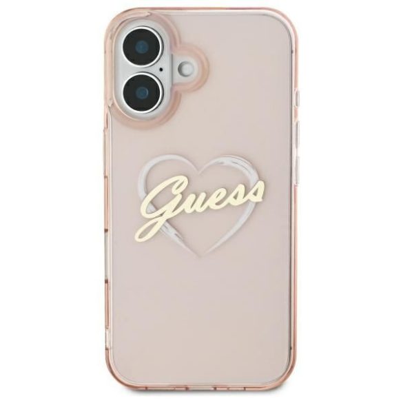 Guess GUHCP16SHCHGSPP IML Heart keménytok iPhone 16 - rózsaszín