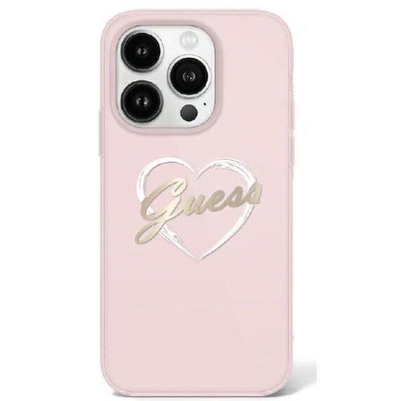 Guess GUHCP16LHCHGSPP IML Heart keménytok iPhone 16 Pro - rózsaszín