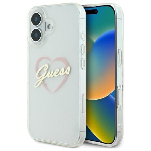 Guess GUHCP16SHCHGSPT IML Heart keménytok iPhone 16 - átlátszó