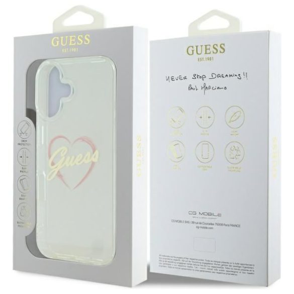 Guess GUHCP16MHCHGSPT IML Heart keménytok iPhone 16 plus - átlátszó