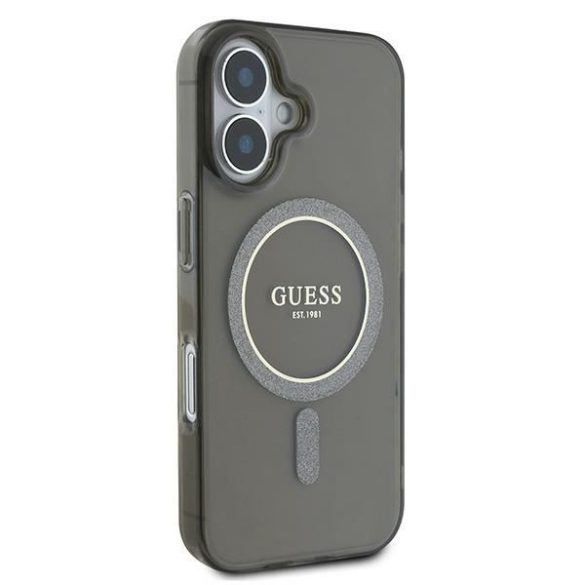 Guess GUHMP16SHFGEREK IML Glitter Circle MagSafe keménytok iPhone 16 - fekete