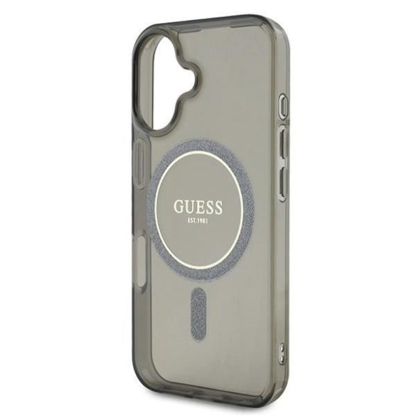 Guess GUHMP16SHFGEREK IML Glitter Circle MagSafe keménytok iPhone 16 - fekete