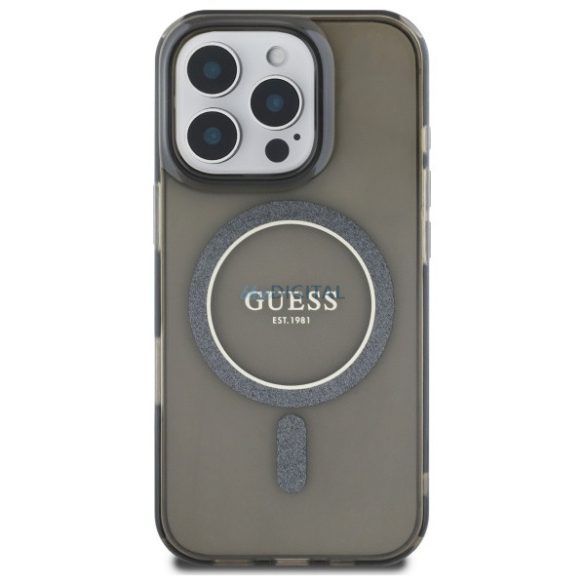 Guess GUHMP16LHFGEREK IML Glitter Circle MagSafe-kompatibilis keménytok iPhone 16 Pro - fekete