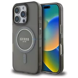   Guess GUHMP16XHFGEREK IML Glitter Circle MagSafe-kompatibilis keménytok iPhone 16 Pro Max - fekete