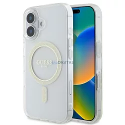   Guess GUHMP16SHFGERET IML Glitter Circle MagSafe keménytok iPhone 16 - átlátszó