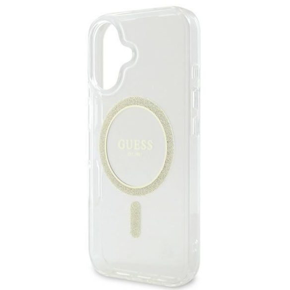 Guess GUHMP16SHFGERET IML Glitter Circle MagSafe keménytok iPhone 16 - átlátszó