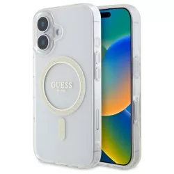   Guess GUHMP16MHFGERET IML Glitter Circle MagSafe-kompatibilis keménytok iPhone 16 Plus - átlátszó