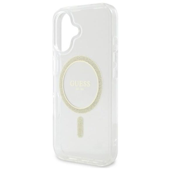 Guess GUHMP16MHFGERET IML Glitter Circle MagSafe-kompatibilis keménytok iPhone 16 Plus - átlátszó