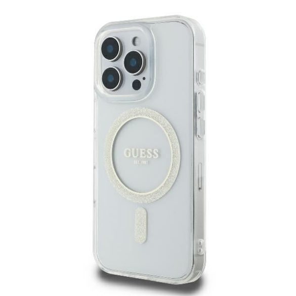 Guess GUHMP16LHFGERET IML Glitter Circle MagSafe keménytok iPhone 16 Pro - átlátszó