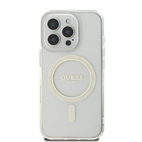 Guess GUHMP16LHFGERET IML Glitter Circle MagSafe keménytok iPhone 16 Pro - átlátszó