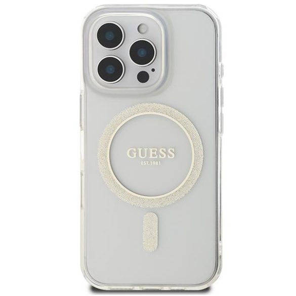 Guess GUHMP16XHFGERET IML Glitter Circle MagSafe-kompatibilis keménytok iPhone 16 Pro Max - átlátszó