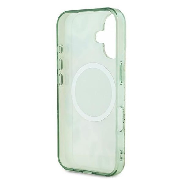 Guess GUHMP16SHFWBDCEN IML Flower & Tonal Circle MagSafe keménytok iPhone 16 - zöld