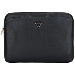   Guess Grained Zipper Pocket Triangle Logo laptoptáska 14" - fekete