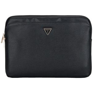 Guess Grained Zipper Pocket Triangle Logo laptoptáska 14" - fekete