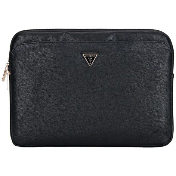 Guess Grained Zipper Pocket Triangle Logo laptoptáska 14" - fekete