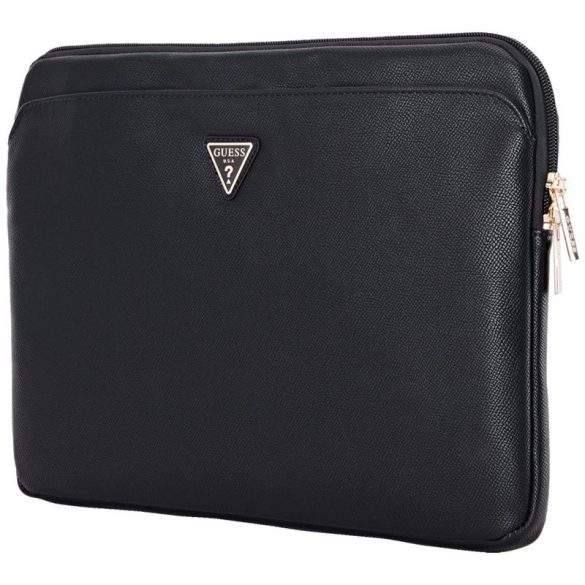 Guess Grained Zipper Pocket Triangle Logo laptoptáska 14" - fekete