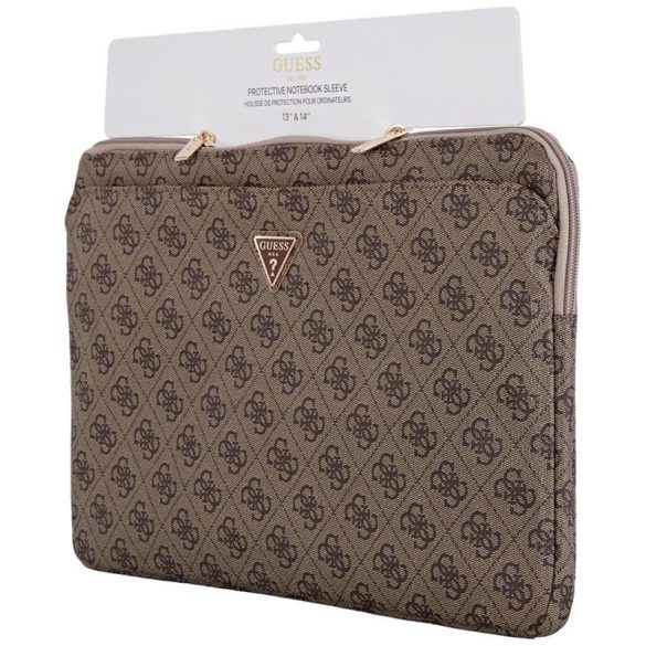 Guess 4G Zipper Pocket Triangle Logo laptoptáska 14" - barna