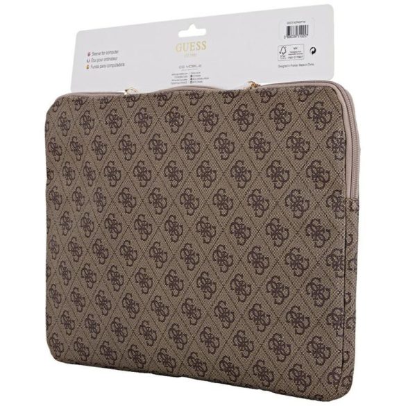 Guess 4G Zipper Pocket Triangle Logo laptoptáska 14" - barna