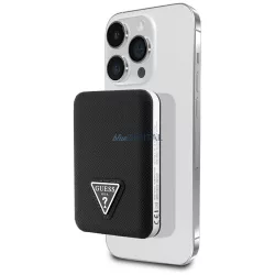   Power Bank Guess Grained Triangle 5000 mAh, 15 W, USB-C, MagSafe, induktív, fekete