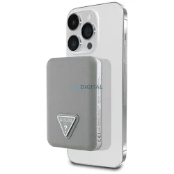   Power Bank Guess Grained Triangle 5000 mAh, 15 W, USB-C, MagSafe, induktív – bézs