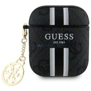 Guess GUA2P4RPSK 4G Printed Stripes Charm tok AirPods 1/2 - fekete