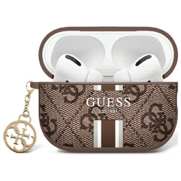 Guess GUAP2P4RPSW 4G Printed Stripes Charm tok AirPods Pro 2 - barna