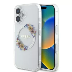   Guess GUHMP16MHFWFCT IML Flowers Wreath MagSafe keménytok iPhone 16 Plus - átlátszó