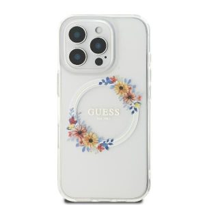 Guess GUHMP16XHFWFCT IML Flowers Wreath MagSafe keménytok iPhone 16 Pro Max - átlátszó