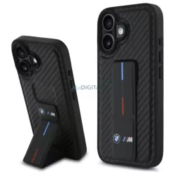   BMW BMHCP16SGSPCCK M Grip Stand Smooth and Carbon keménytok iPhone 16 - fekete