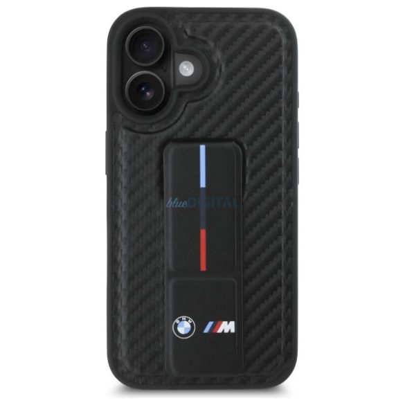 BMW BMHCP16SGSPCCK M Grip Stand Smooth and Carbon keménytok iPhone 16 - fekete