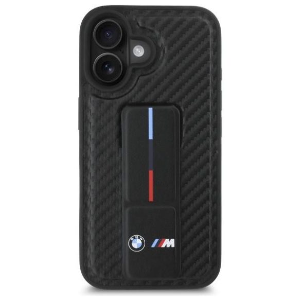 BMW BMHCP16SGSPCCK M Grip Stand Smooth and Carbon keménytok iPhone 16 - fekete