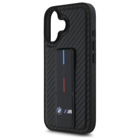 BMW BMHCP16SGSPCCK M Grip Stand Smooth and Carbon keménytok iPhone 16 - fekete