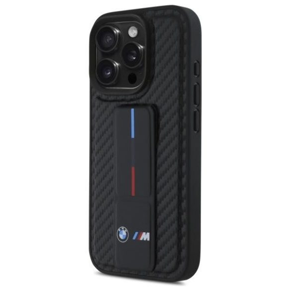 BMW BMHCP16XGSPCCK M Grip Stand Smooth and Carbon keménytok iPhone 16 Pro Max - fekete