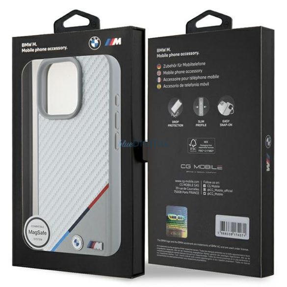 BMW BMHMP16L23PUDTS M Carbon Tricolor Line MagSafe tok iPhone 16 Pro - szürke