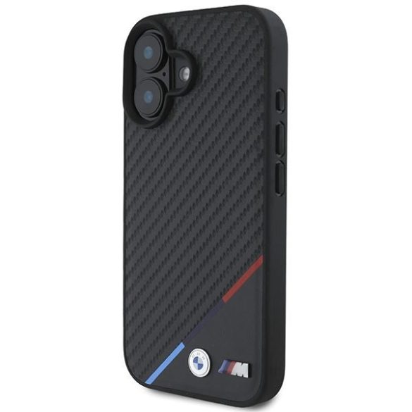 BMW BMHMP16M23PUDTK Carbon Tricolor Line MagSafe tok iPhone 16 Plus - fekete