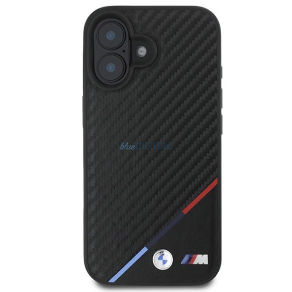 BMW BMHMP16M23PUDTK Carbon Tricolor Line MagSafe tok iPhone 16 Plus - fekete