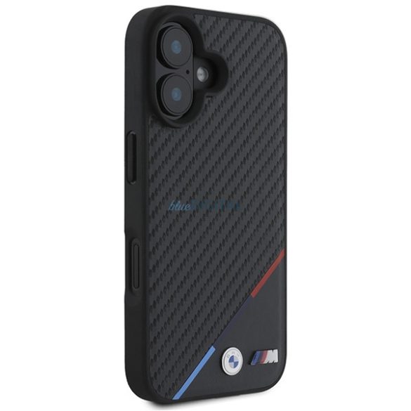 BMW BMHMP16M23PUDTK Carbon Tricolor Line MagSafe tok iPhone 16 Plus - fekete