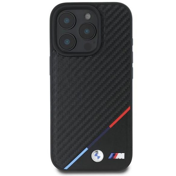 BMW BMHMP16X23PUDTK M Carbon Tricolor Line MagSafe tok iPhone 16 Pro Max - fekete