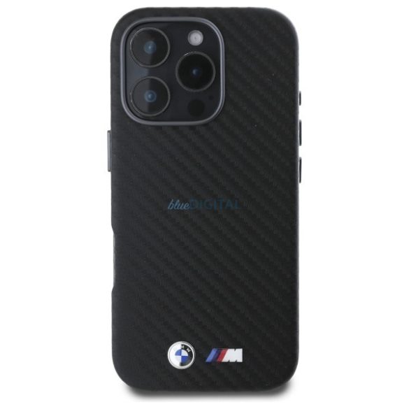 BMW BMHCP16L23PUFWC Carbon Wrapped Metal keménytok iPhone 16 Pro - fekete